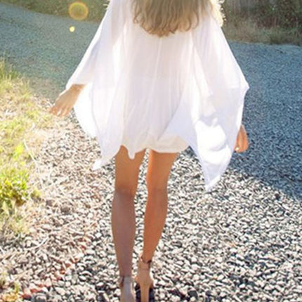 Cotton and lace beach dress sexy V-neck vacation sunscreen shirt bikini overshirt