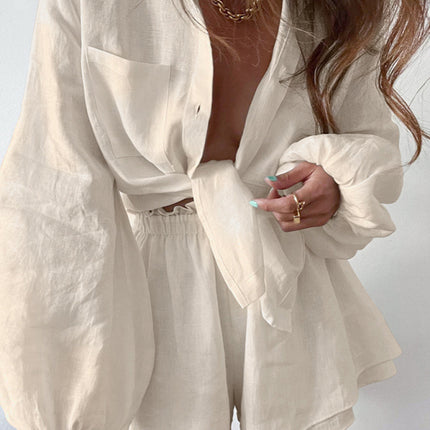 Top Ruffle Shorts Two-piece Casual Fashion Suit