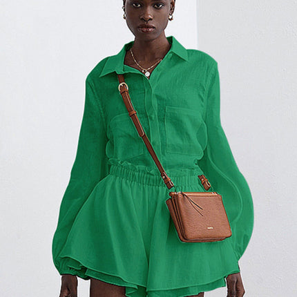 Top Ruffle Shorts Two-piece Casual Fashion Suit