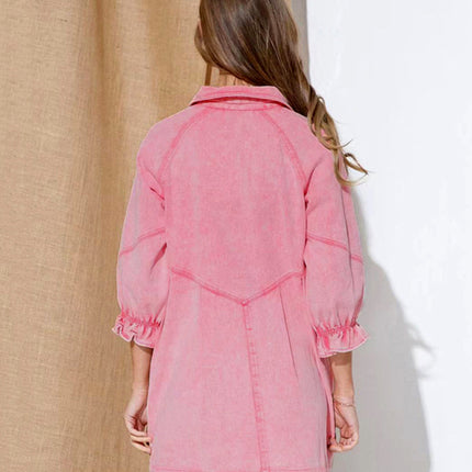 Women's Casual Loose Denim Balloon Sleeve Long Sleeve Dress