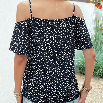 Women's love print off-shoulder short-sleeved top