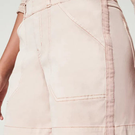 New fashion all-match women's high elastic twill large pocket solid color casual shorts