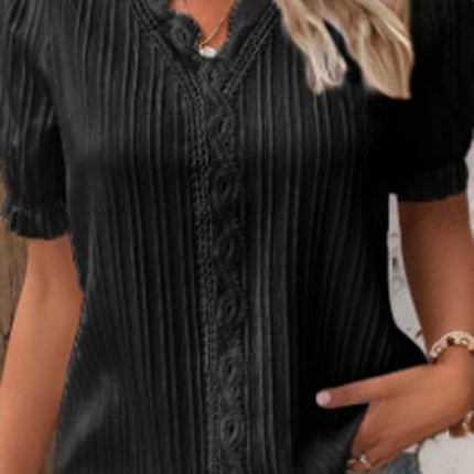 Summer new holiday fashion hollow short-sleeved women's shirt
