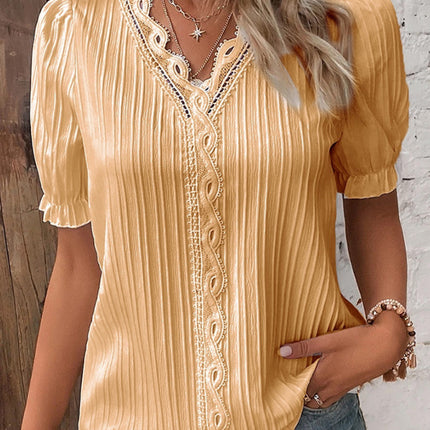 Summer new holiday fashion hollow short-sleeved women's shirt