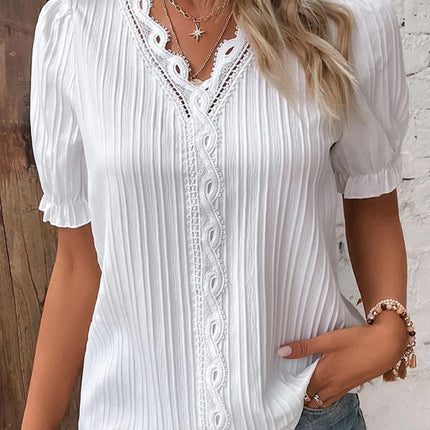 Summer new holiday fashion hollow short-sleeved women's shirt