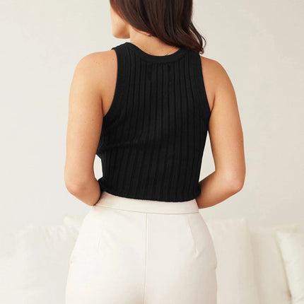 Ribbed Vest Slim Fit Hood Sleeveless Knitted