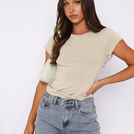 Casual round neck pullover all-match breathable T-shirt