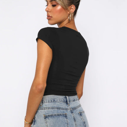 Casual round neck pullover all-match breathable T-shirt