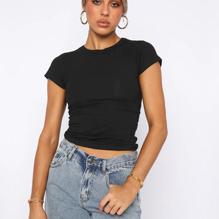 Casual round neck pullover all-match breathable T-shirt