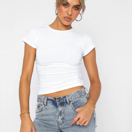 Casual round neck pullover all-match breathable T-shirt