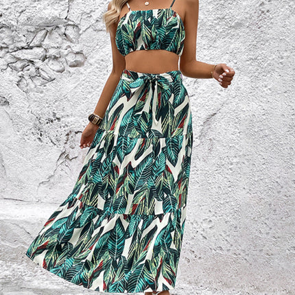 Fashion Printed Holiday Ladies Camisole Two-Piece Backless Suit