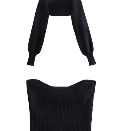 New Knitted Sleeves + Sexy Slim Tube Top Two-piece Set