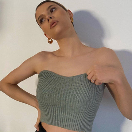 New Knitted Sleeves + Sexy Slim Tube Top Two-piece Set