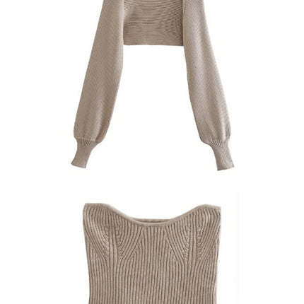 New Knitted Sleeves + Sexy Slim Tube Top Two-piece Set