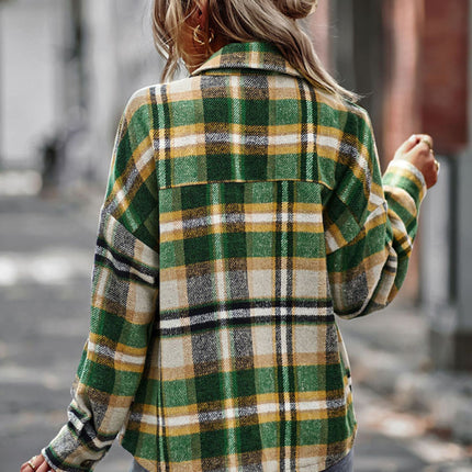 New plaid long-sleeved top temperament casual shirt jacket