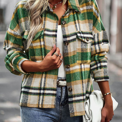 New plaid long-sleeved top temperament casual shirt jacket