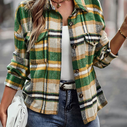 New plaid long-sleeved top temperament casual shirt jacket