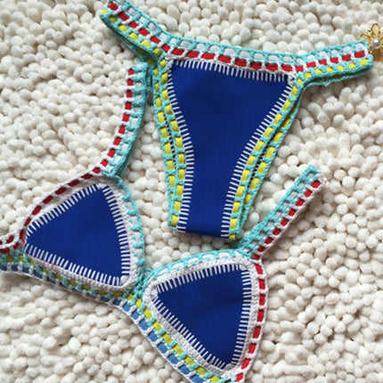 New Black Gold Bikini Handwoven Colorful One-Piece Swimsuit