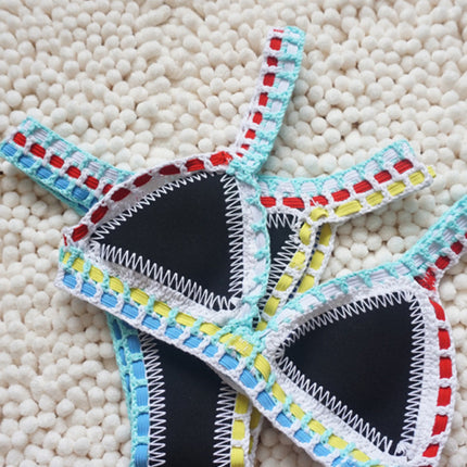 New Black Gold Bikini Handwoven Colorful One-Piece Swimsuit