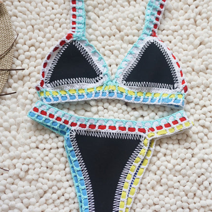 New Black Gold Bikini Handwoven Colorful One-Piece Swimsuit