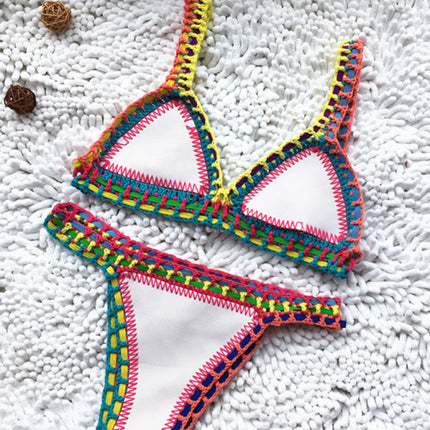 New Black Gold Bikini Handwoven Colorful One-Piece Swimsuit