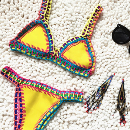 New Black Gold Bikini Handwoven Colorful One-Piece Swimsuit