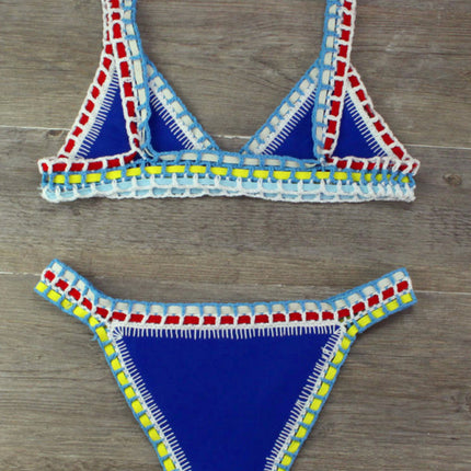 Hand Crocheted Bikini Knit Panel Swimsuit Set
