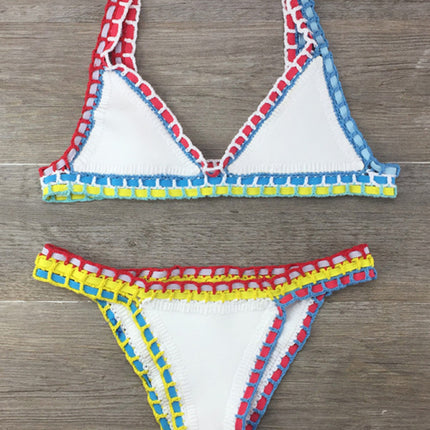 Hand Crocheted Bikini Knit Panel Swimsuit Set