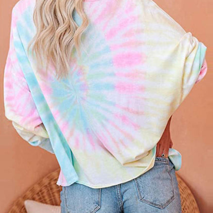 Gradient Printed Long Sleeve Round Neck Casual T-Shirt