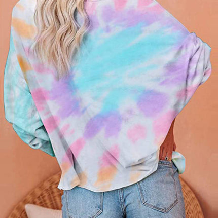 Gradient Printed Long Sleeve Round Neck Casual T-Shirt