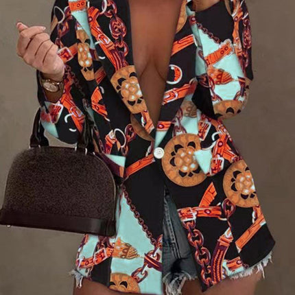 Long-sleeved fashion sexy printed small suit jacket