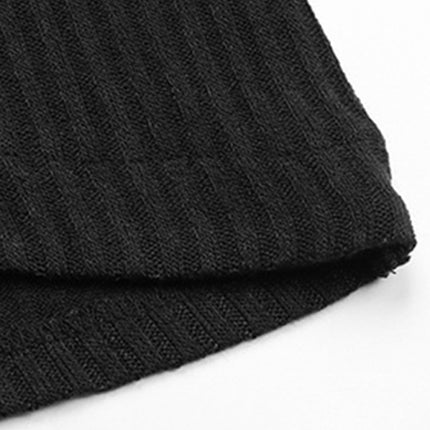 Fashion Top Long Sleeve Irregular Black Knit Sweater