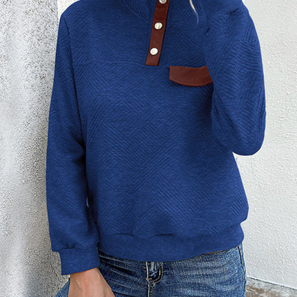 New women's long-sleeved lapel open button solid color sweater