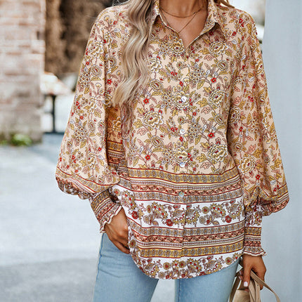 Women's Printed Vacation Casual Long Sleeve Top