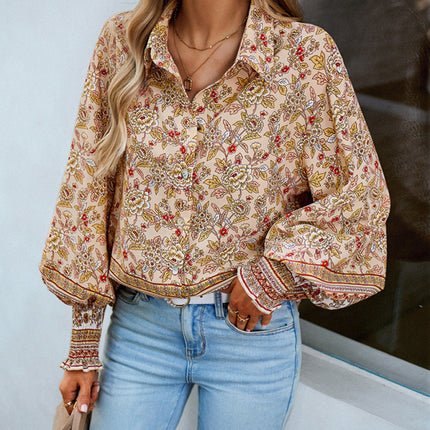 Women's Printed Vacation Casual Long Sleeve Top
