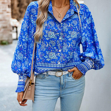 Women's Printed Vacation Casual Long Sleeve Top