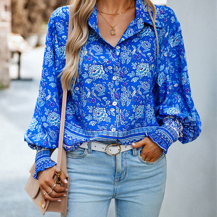 Women's Printed Vacation Casual Long Sleeve Top