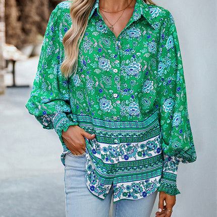 Women's Printed Vacation Casual Long Sleeve Top