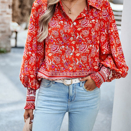 Women's Printed Vacation Casual Long Sleeve Top