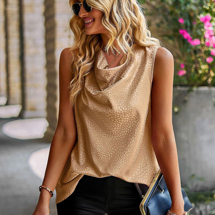 Elegant women's fashion ironed collar sleeveless tank top