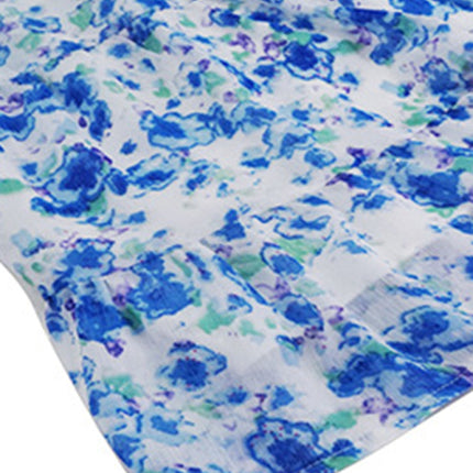 Bohemian print stretch elastic square neck long-sleeved dress