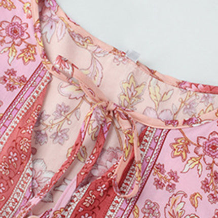 Bohemian Print Casual Resort Style Short Sleeve Ladies Top