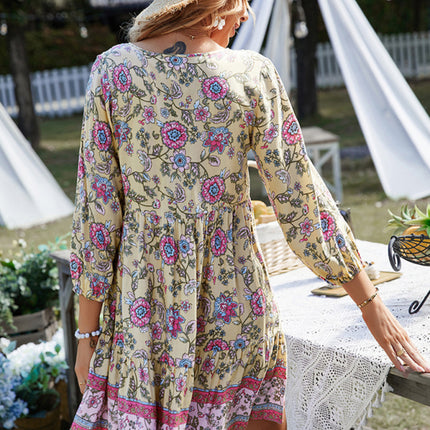 holiday wind dress short skirt positioning flower women's clothing