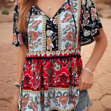 Bohemian printed ethnic style women's temperament shirt women BLOUSE