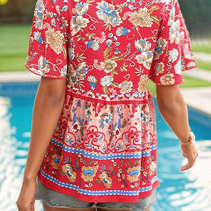 Bohemian printed ethnic style women's temperament shirt women BLOUSE