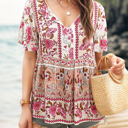 Bohemian printed ethnic style women's temperament shirt women BLOUSE