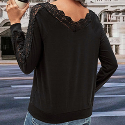 New women's solid color v-neck long-sleeved sweater top