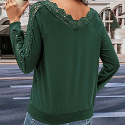 New women's solid color v-neck long-sleeved sweater top