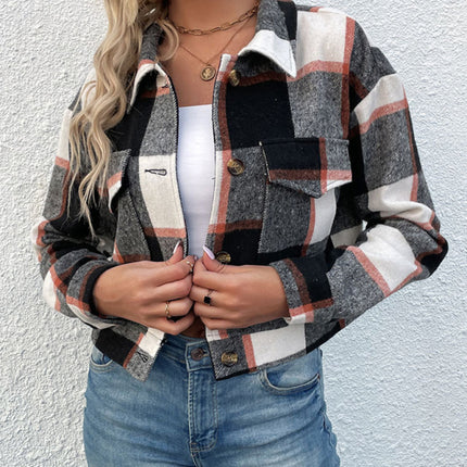 New women's plaid cross-border long-sleeved shirt jacket