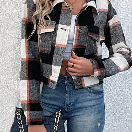 New women's plaid cross-border long-sleeved shirt jacket